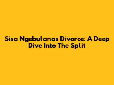 Sisa Ngebulana's Divorce: A Deep Dive Into The Split