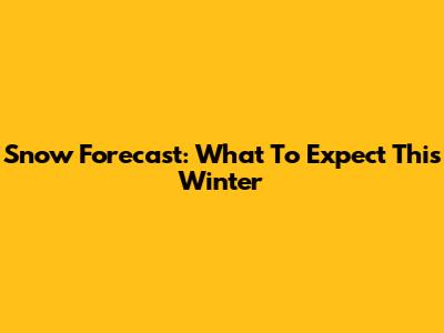 Snow Forecast: What To Expect This Winter