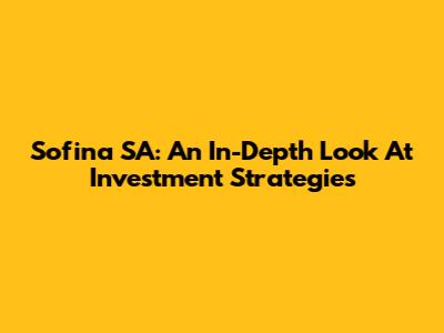 Sofina SA: An In-Depth Look At Investment Strategies