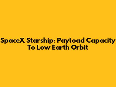 SpaceX Starship: Payload Capacity To Low Earth Orbit
