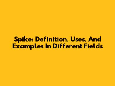 Spike: Definition, Uses, And Examples In Different Fields