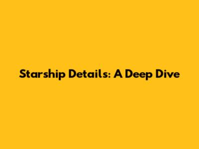Starship Details: A Deep Dive