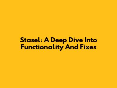 Stasel: A Deep Dive Into Functionality And Fixes