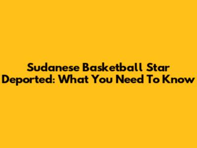 Sudanese Basketball Star Deported: What You Need To Know