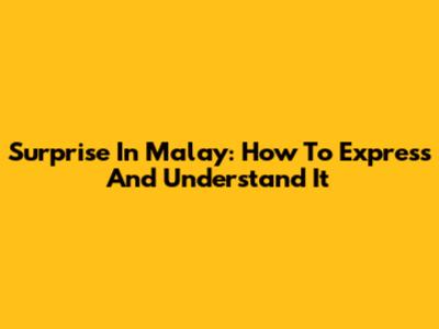 Surprise In Malay: How To Express And Understand It
