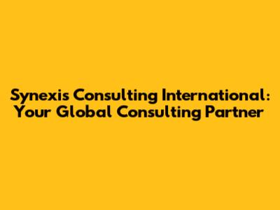 Synexis Consulting International: Your Global Consulting Partner