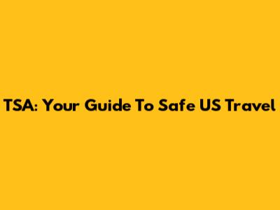 TSA: Your Guide To Safe US Travel