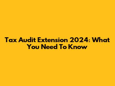 Tax Audit Extension 2024: What You Need To Know