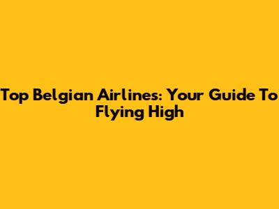 Top Belgian Airlines: Your Guide To Flying High