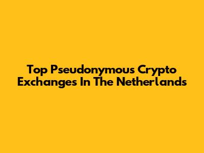 Top Pseudonymous Crypto Exchanges In The Netherlands