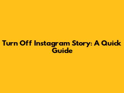 Turn Off Instagram Story: A Quick Guide