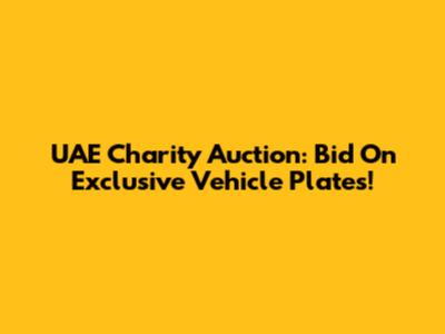 UAE Charity Auction: Bid On Exclusive Vehicle Plates!