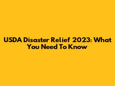 USDA Disaster Relief 2023: What You Need To Know