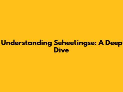 Understanding 'Seheelingse': A Deep Dive