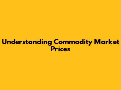 Understanding Commodity Market Prices
