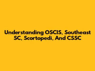 Understanding OSCIS, Southeast SC, Scortopedi, And CSSC