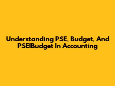 Understanding PSE, Budget, And PSEIBudget In Accounting