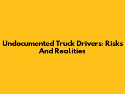 Undocumented Truck Drivers: Risks And Realities