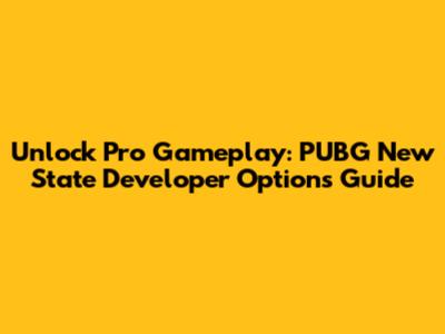 Unlock Pro Gameplay: PUBG New State Developer Options Guide