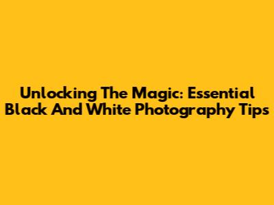 Unlocking The Magic: Essential Black And White Photography Tips