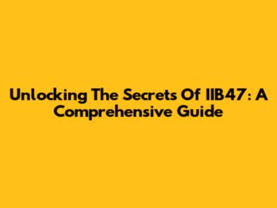 Unlocking The Secrets Of IIB47: A Comprehensive Guide