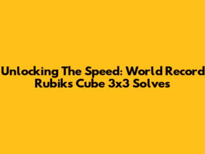 Unlocking The Speed: World Record Rubik's Cube 3x3 Solves