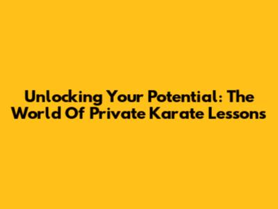 Unlocking Your Potential: The World Of Private Karate Lessons