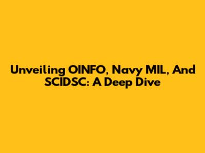 Unveiling OINFO, Navy MIL, And SCIDSC: A Deep Dive