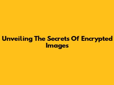 Unveiling The Secrets Of Encrypted Images