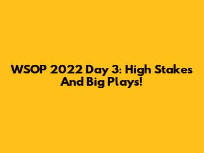 WSOP 2022 Day 3: High Stakes And Big Plays!