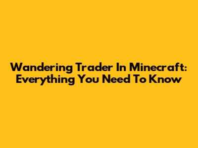 Wandering Trader In Minecraft: Everything You Need To Know