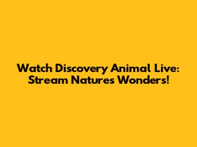 Watch Discovery Animal Live: Stream Nature's Wonders!