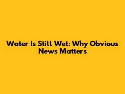 Water Is Still Wet: Why Obvious News Matters
