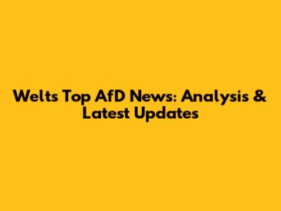Welt's Top AfD News: Analysis & Latest Updates