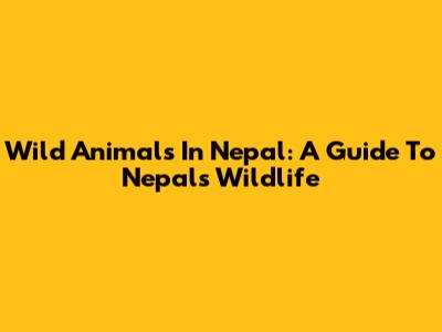 Wild Animals In Nepal: A Guide To Nepal's Wildlife