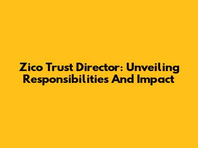 Zico Trust Director: Unveiling Responsibilities And Impact