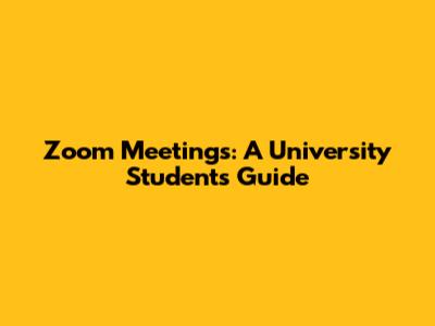 Zoom Meetings: A University Student's Guide
